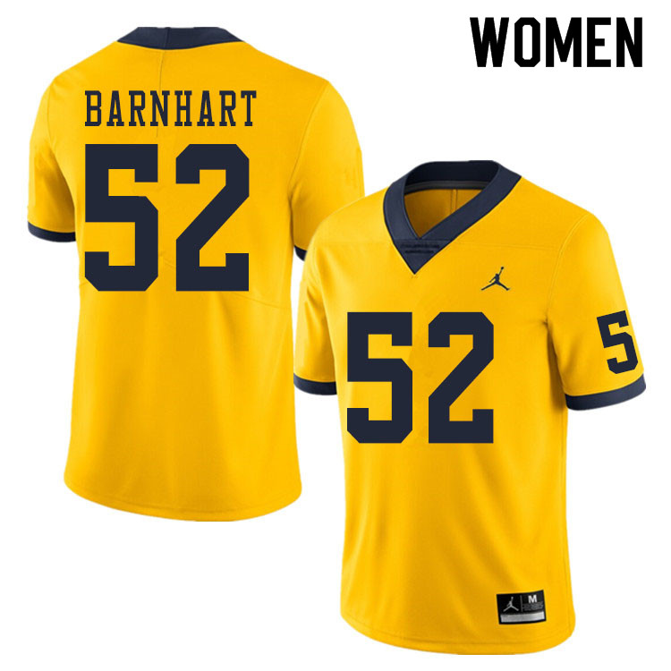 Women #52 Karsen Barnhart Michigan Wolverines College Football Jerseys Sale-Yellow